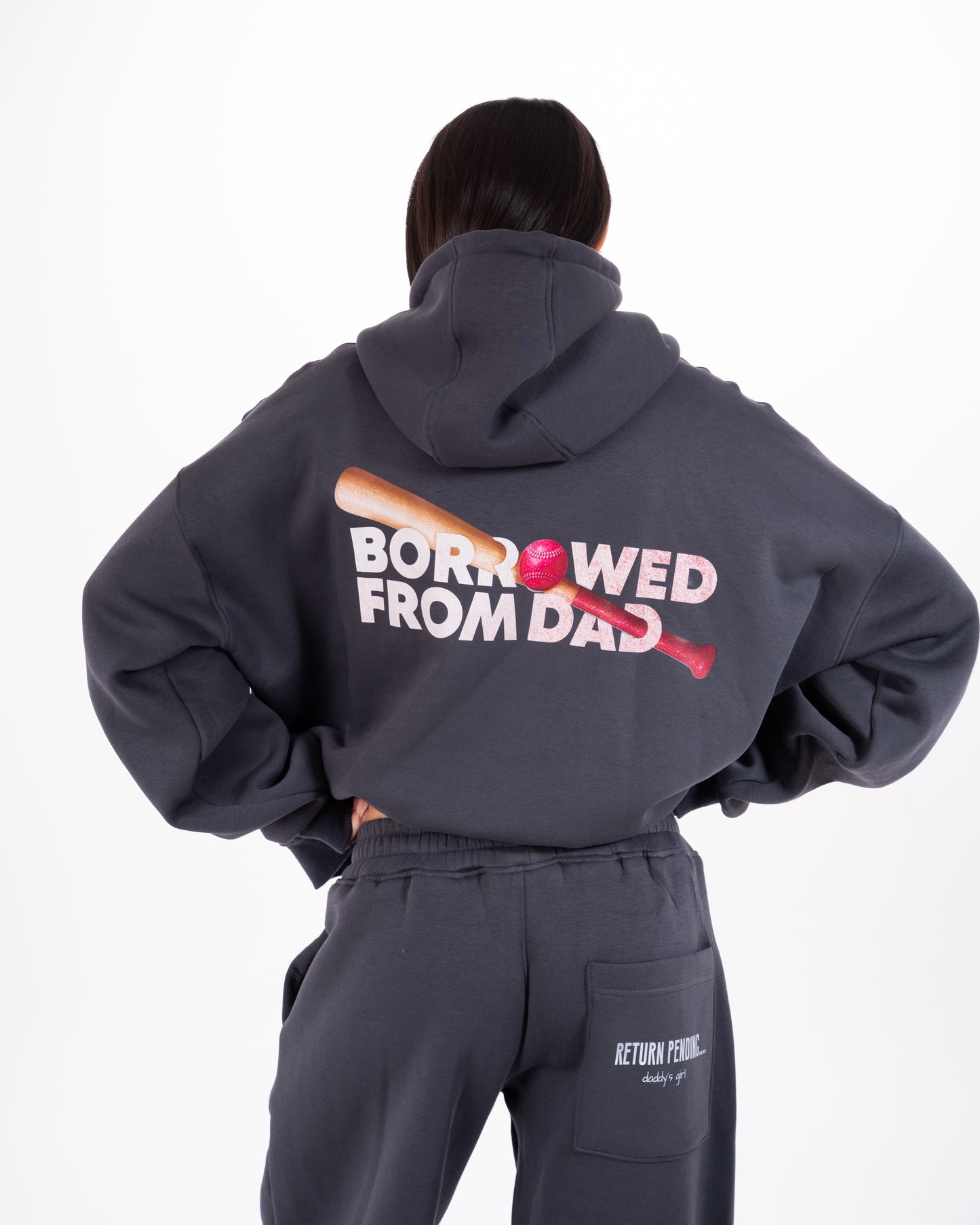 Borrowed From Dad Hoodie in Dark Grey