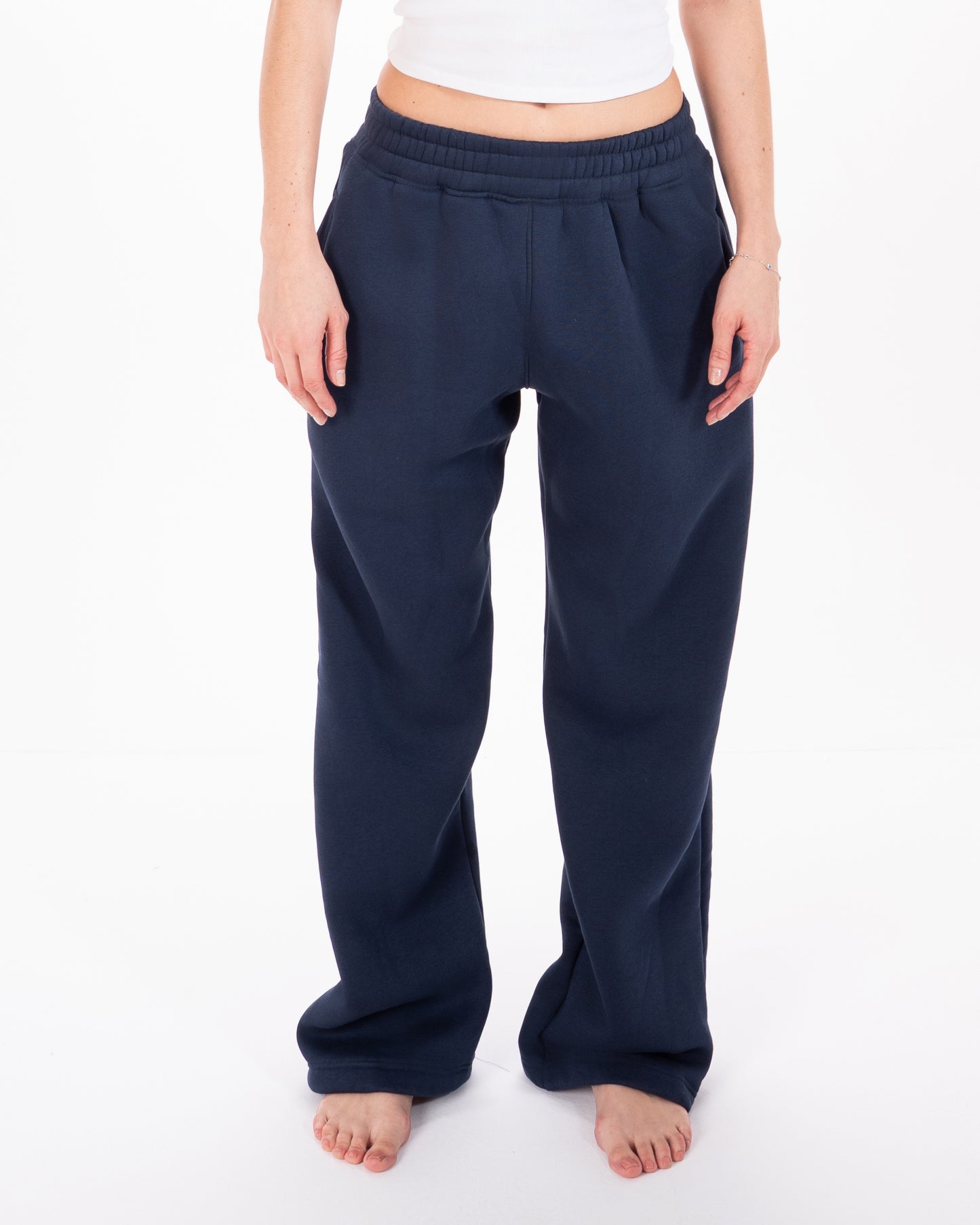 Wide-Leg Sweatpants in Navy Blue