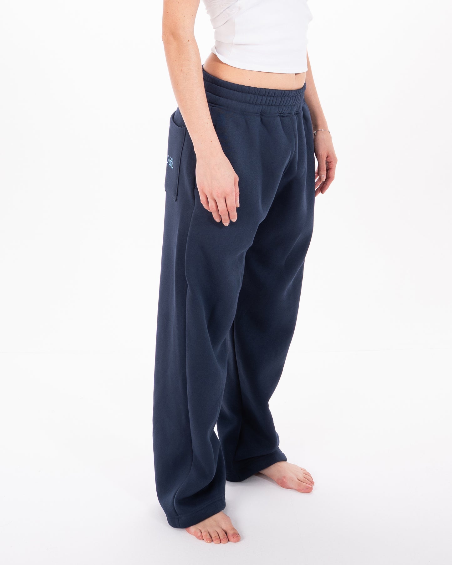 Wide-Leg Sweatpants in Navy Blue