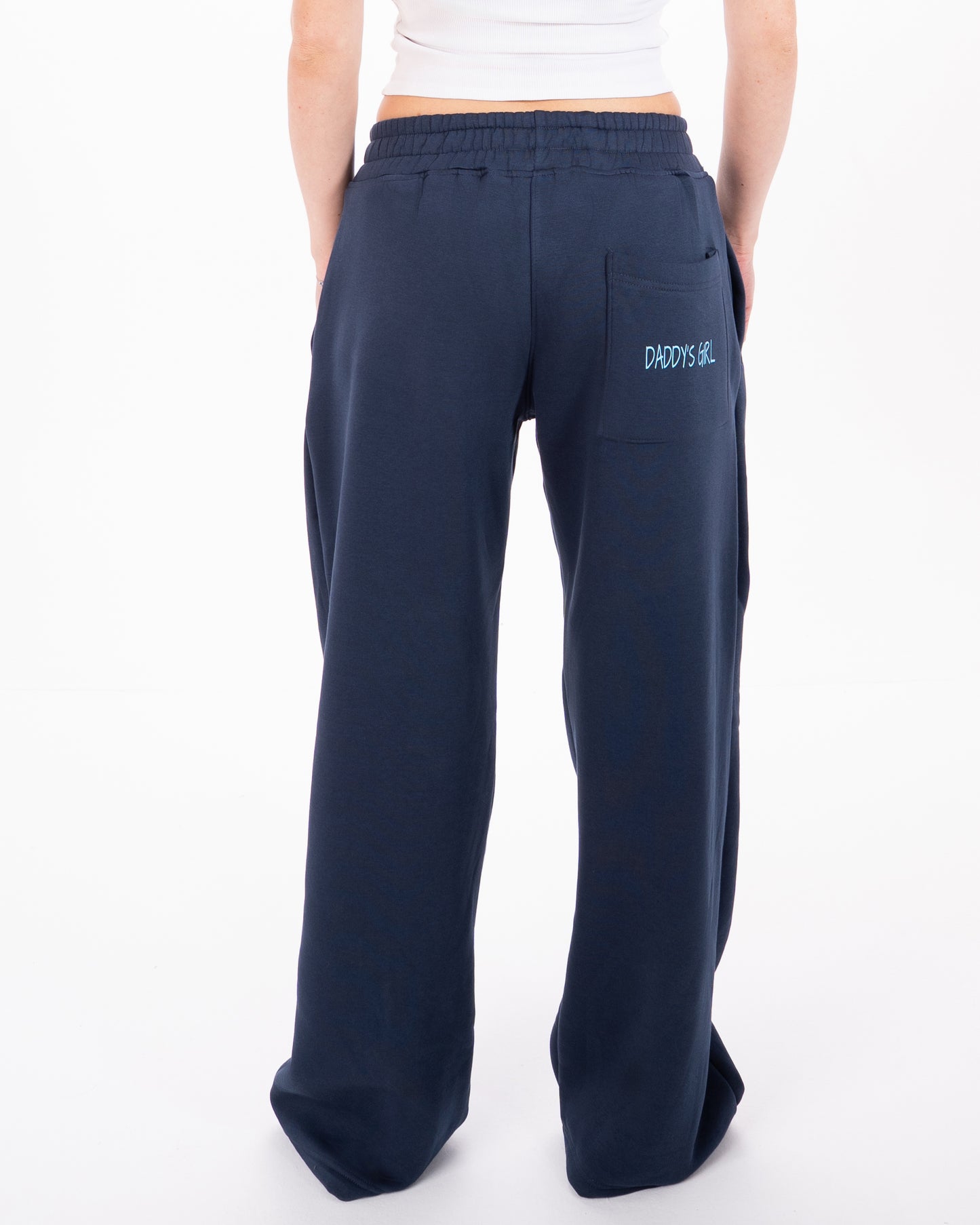 Wide-Leg Sweatpants in Navy Blue