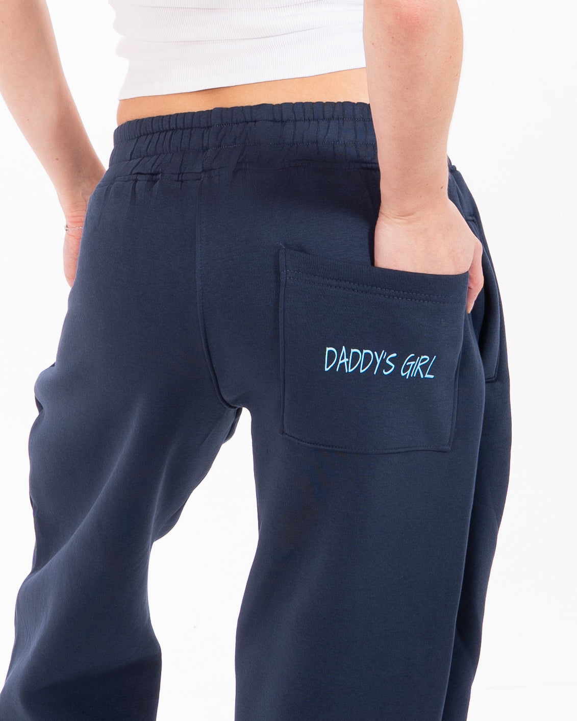 Wide-Leg Sweatpants in Navy Blue