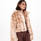 Short Faux Fur Jacket in Light Brown