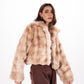 Short Faux Fur Jacket in Light Brown