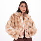 Short Faux Fur Jacket in Light Brown