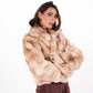 Short Faux Fur Jacket in Light Brown