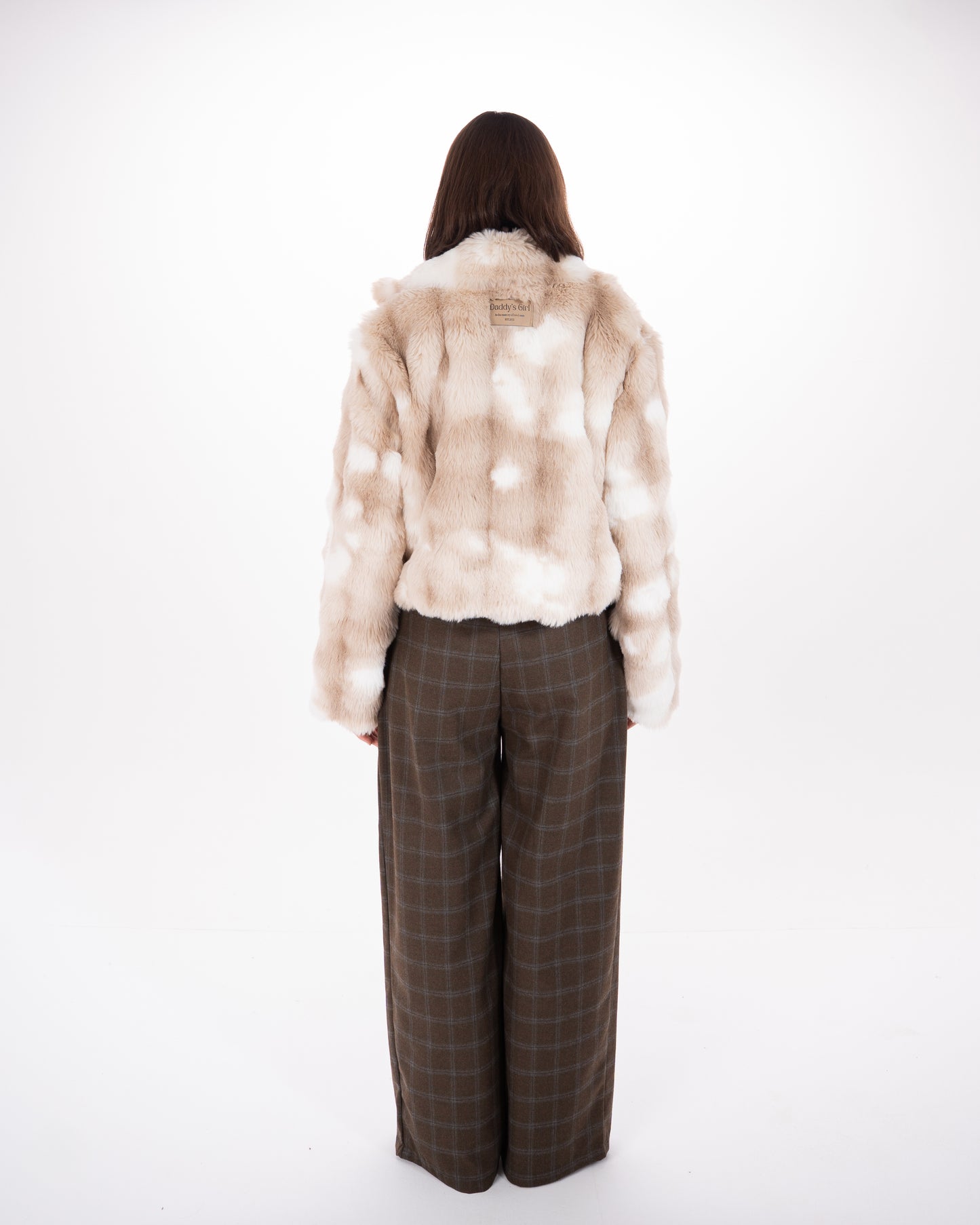 Checked Straight Fit Pants in Brown