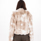 Short Faux Fur Jacket in Beige