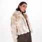 Short Faux Fur Jacket in Beige