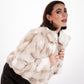 Short Faux Fur Jacket in Beige