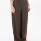 Checked Straight Fit Pants in Brown