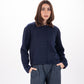 Leopard Print Collar Knit Cardigan in Navy