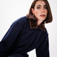 Leopard Print Collar Knit Cardigan in Navy