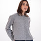 Leopard Print Collar Knit Cardigan in Grey