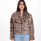 Leopard Print Faux Fur Jacket in Beige