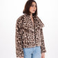 Leopard Print Faux Fur Jacket in Beige