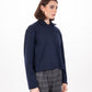 Leopard Print Collar Knit Cardigan in Navy