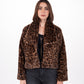 Leopard Print Faux Fur Jacket in Brown