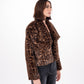 Leopard Print Faux Fur Jacket in Brown