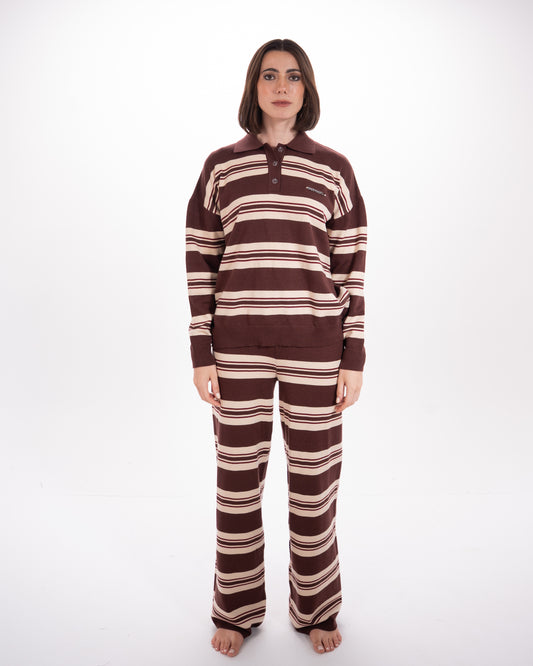 Striped Knit Pants in Brown