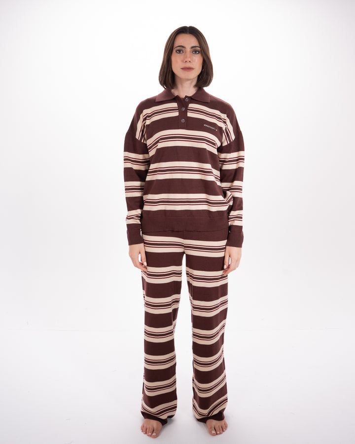 Striped Knit Pants in Brown