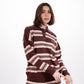 Striped Knit Polo in Brown