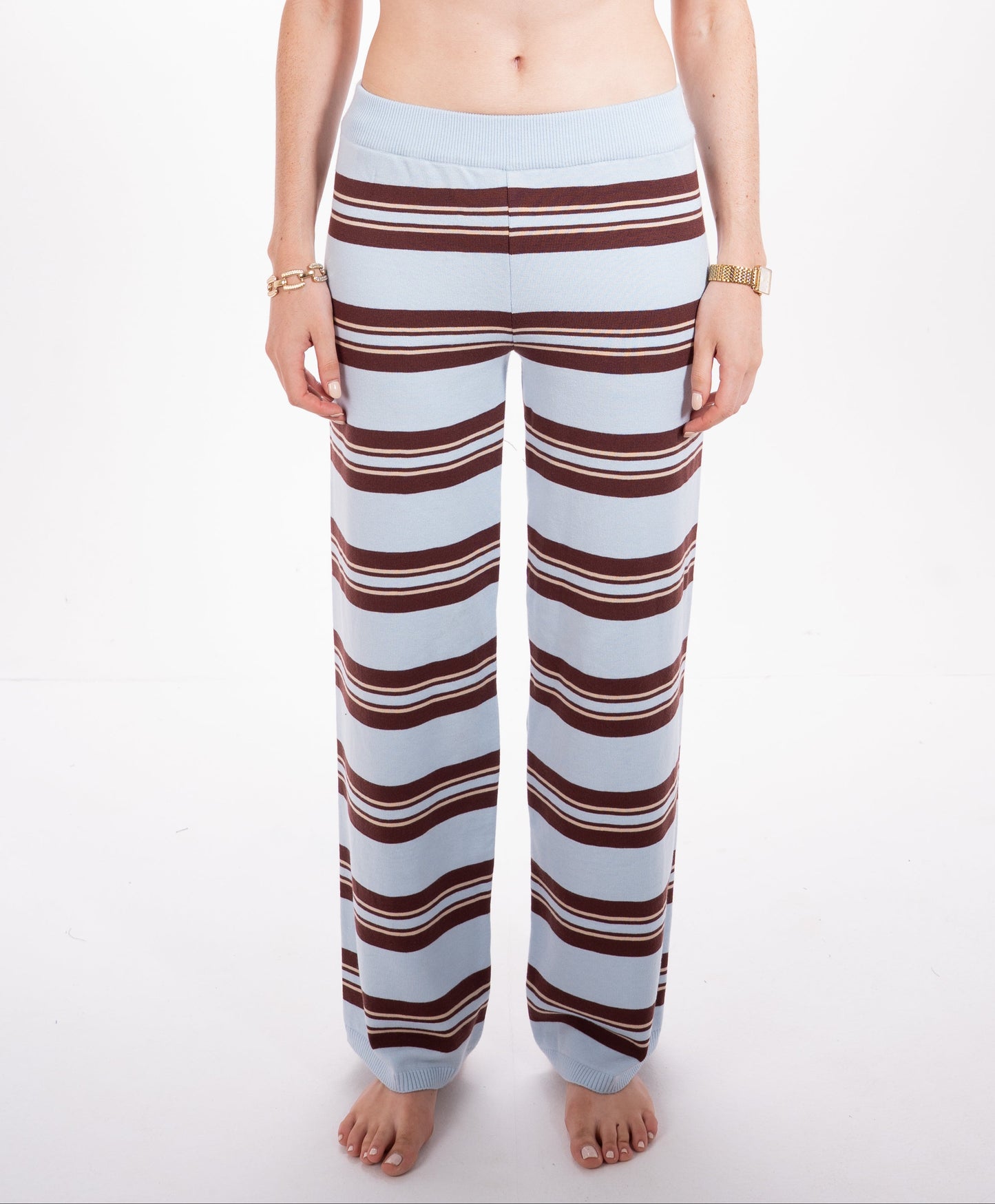 Striped Knit Pants in Blue