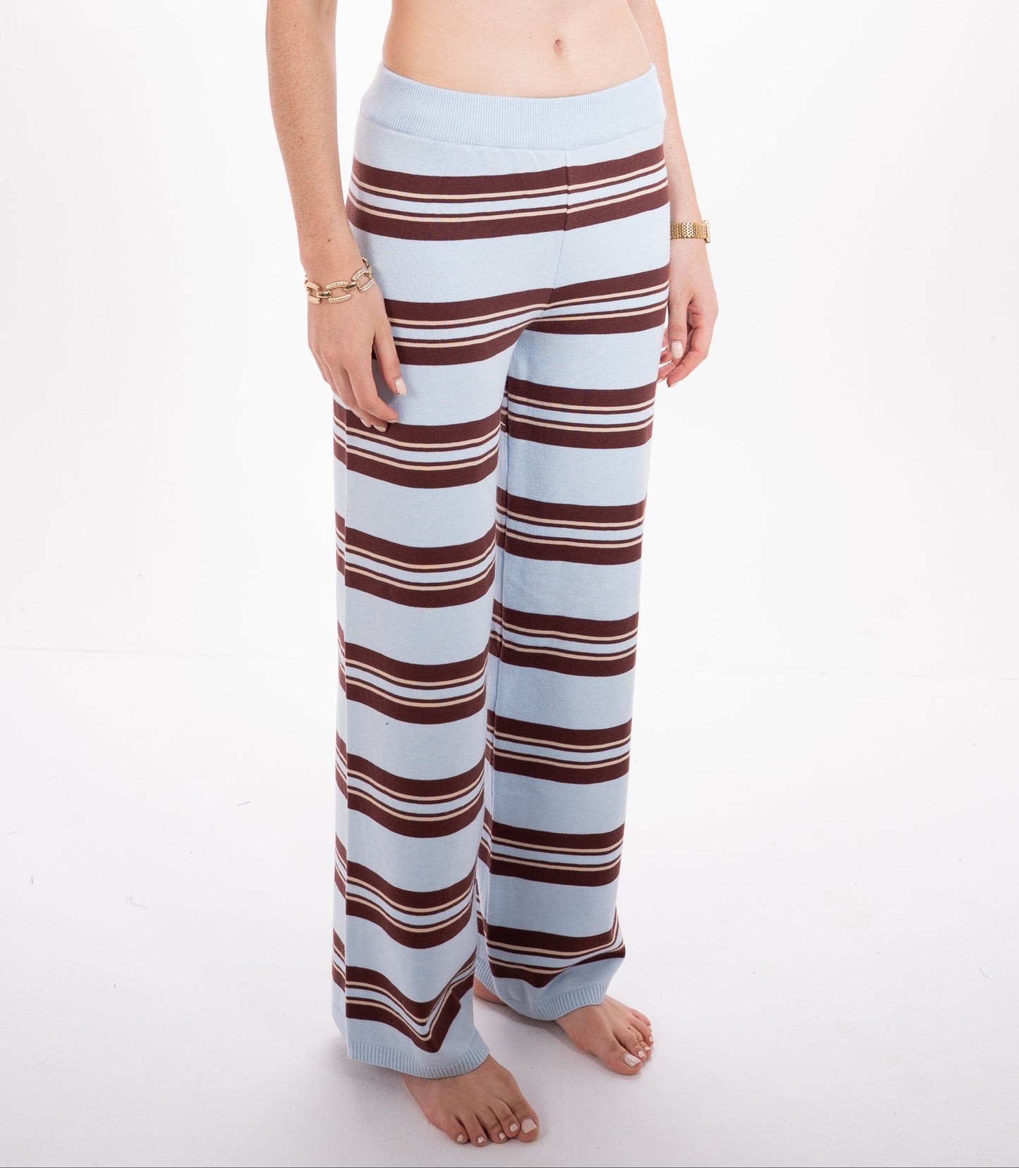 Striped Knit Pants in Blue