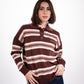Striped Knit Polo in Brown