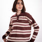 Striped Knit Polo in Brown