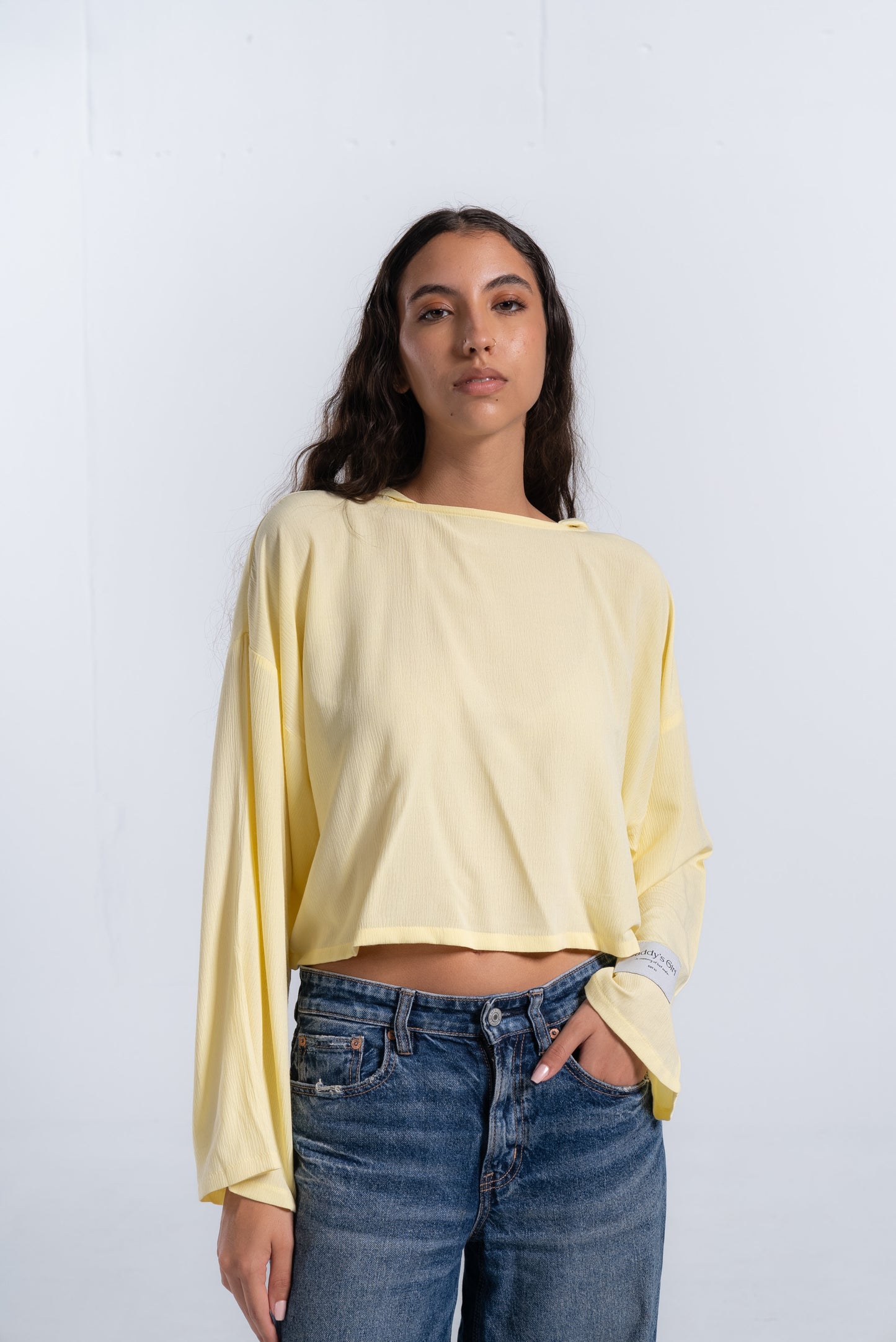 Cropped Yellow top with Hood