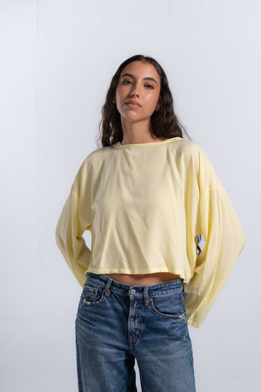 Cropped Yellow top with Hood