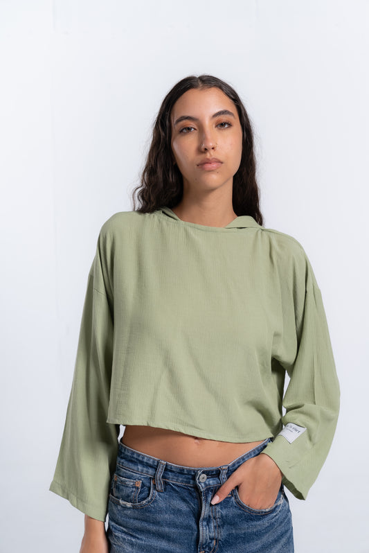 Cropped Green top with Hood