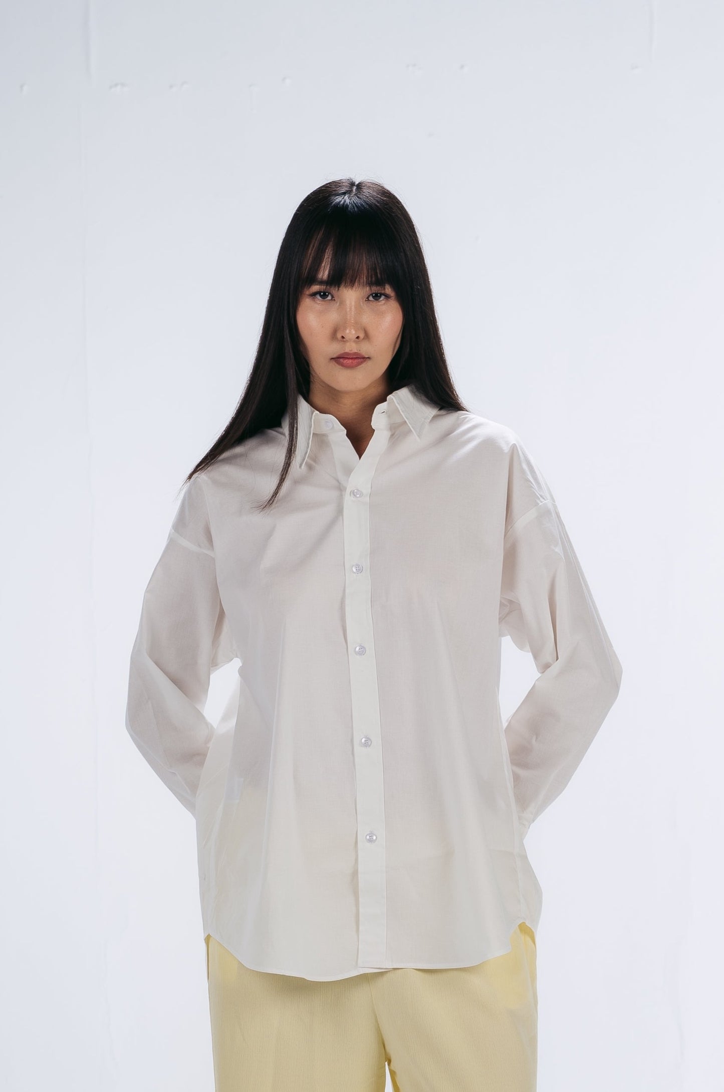 Over-sized Chemise with Detailed Cuff in White