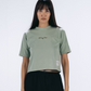 je t'aime Papa Cropped T-shirt in Sage Green