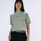 je t'aime Papa Cropped T-shirt in Sage Green