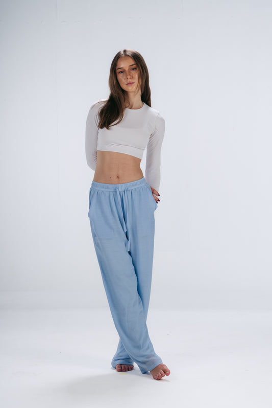 Blue Chiffon Pants