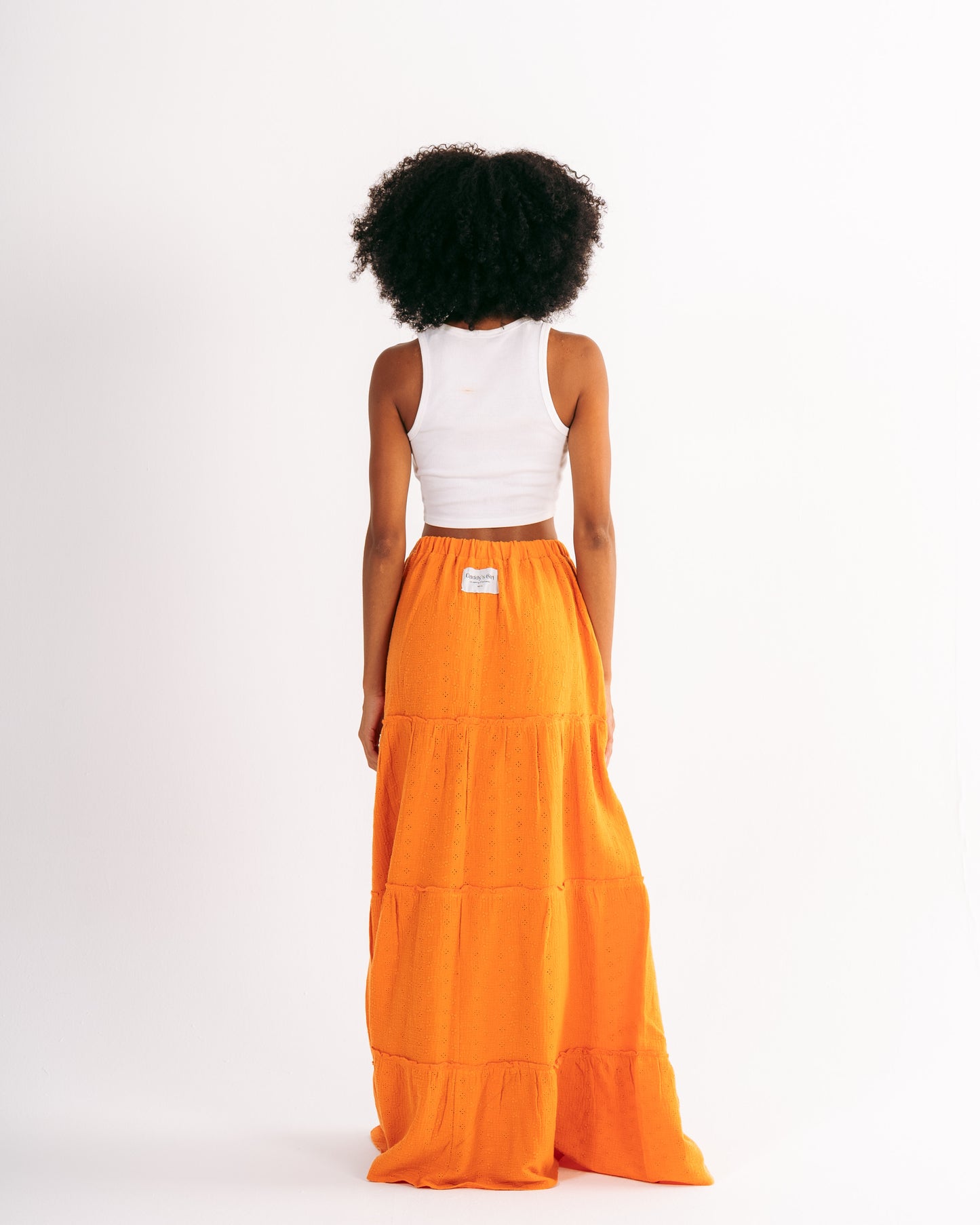 Embroidery Maxi Skirt in Orange