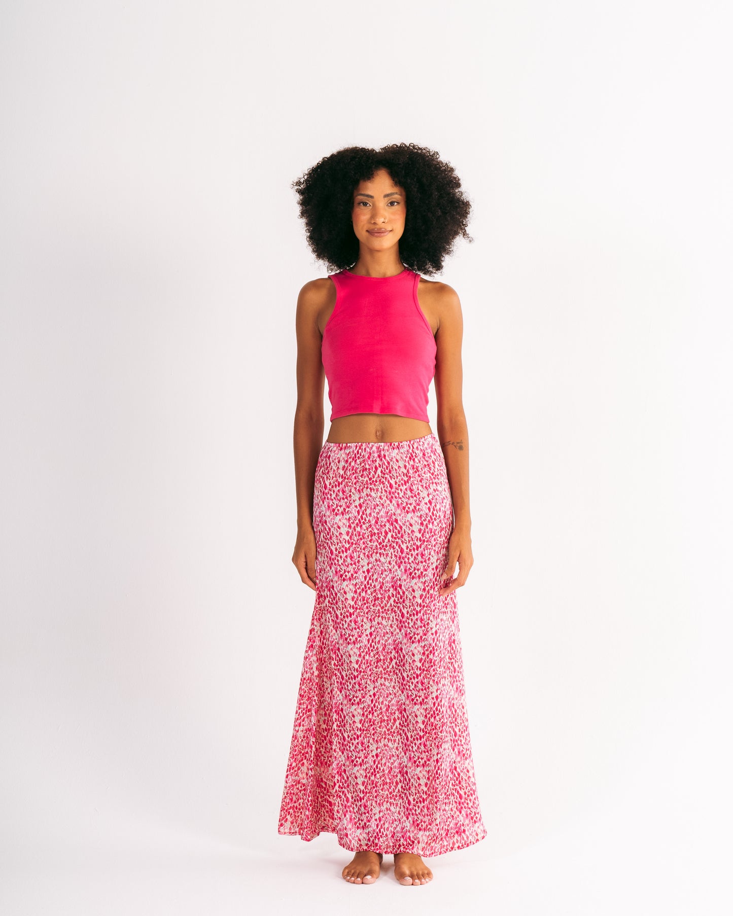 Printed Chiffon Maxi Skirt