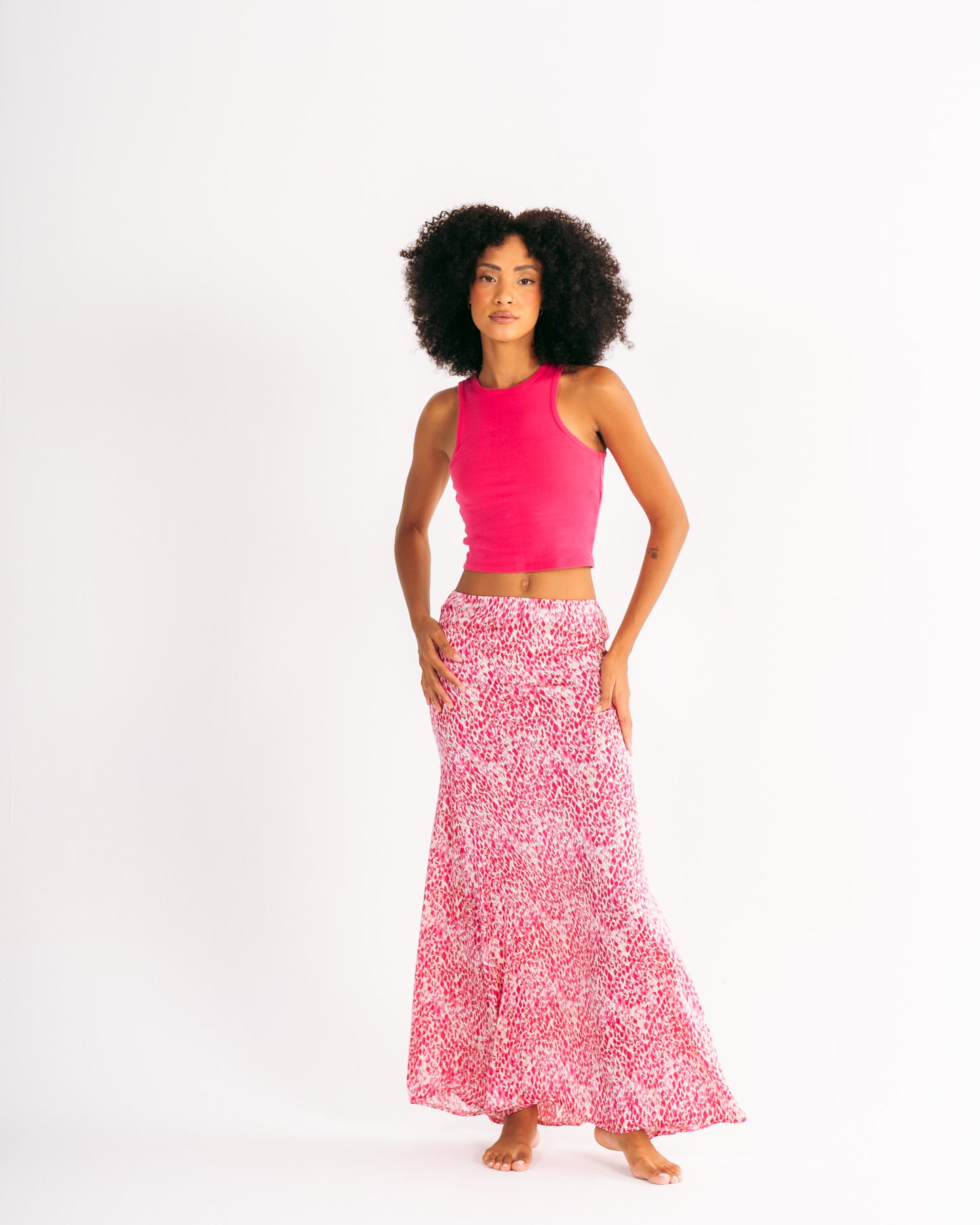 Printed Chiffon Maxi Skirt