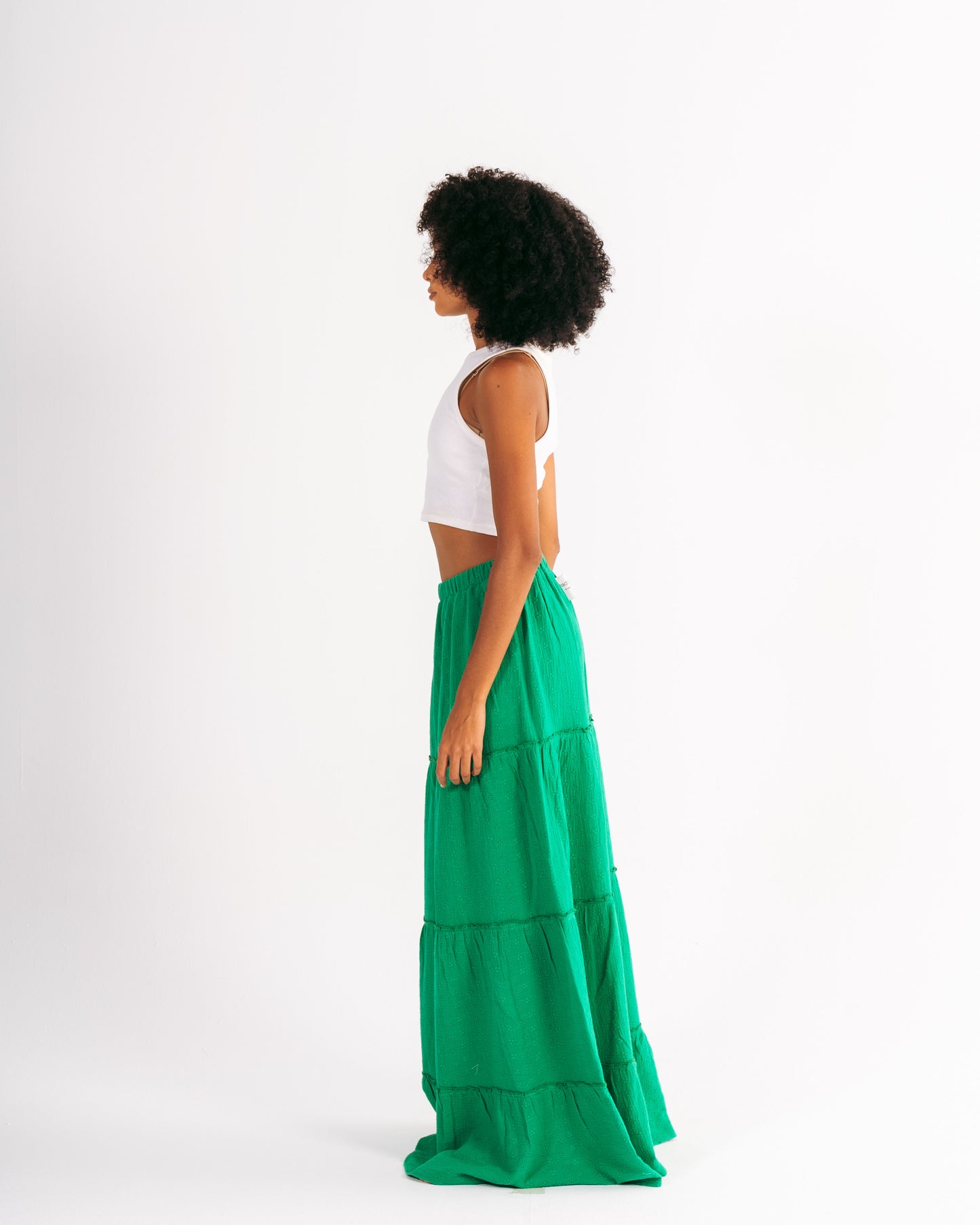 Embroidery Maxi Skirt in Green