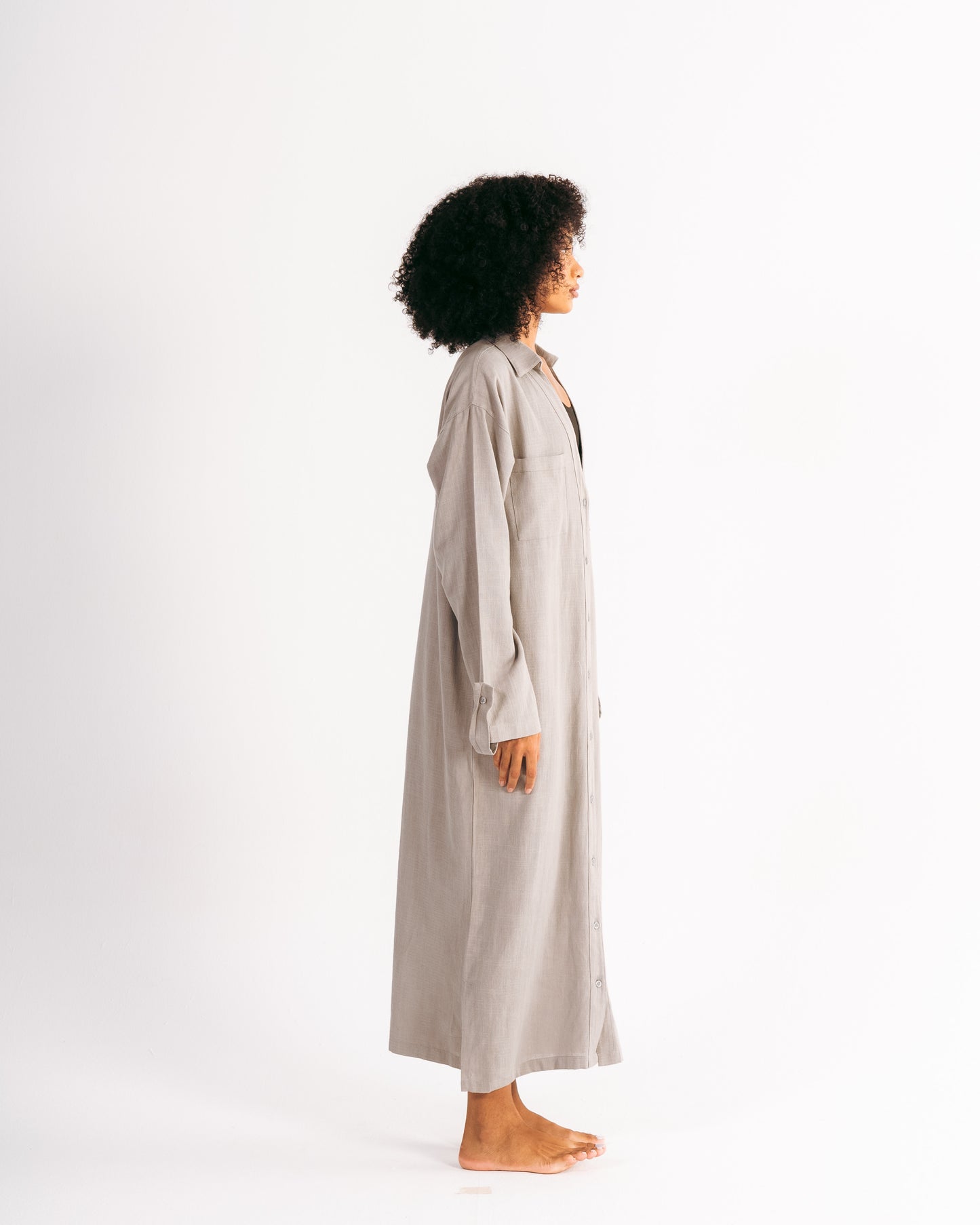 Midi Shirt Dress in Grey