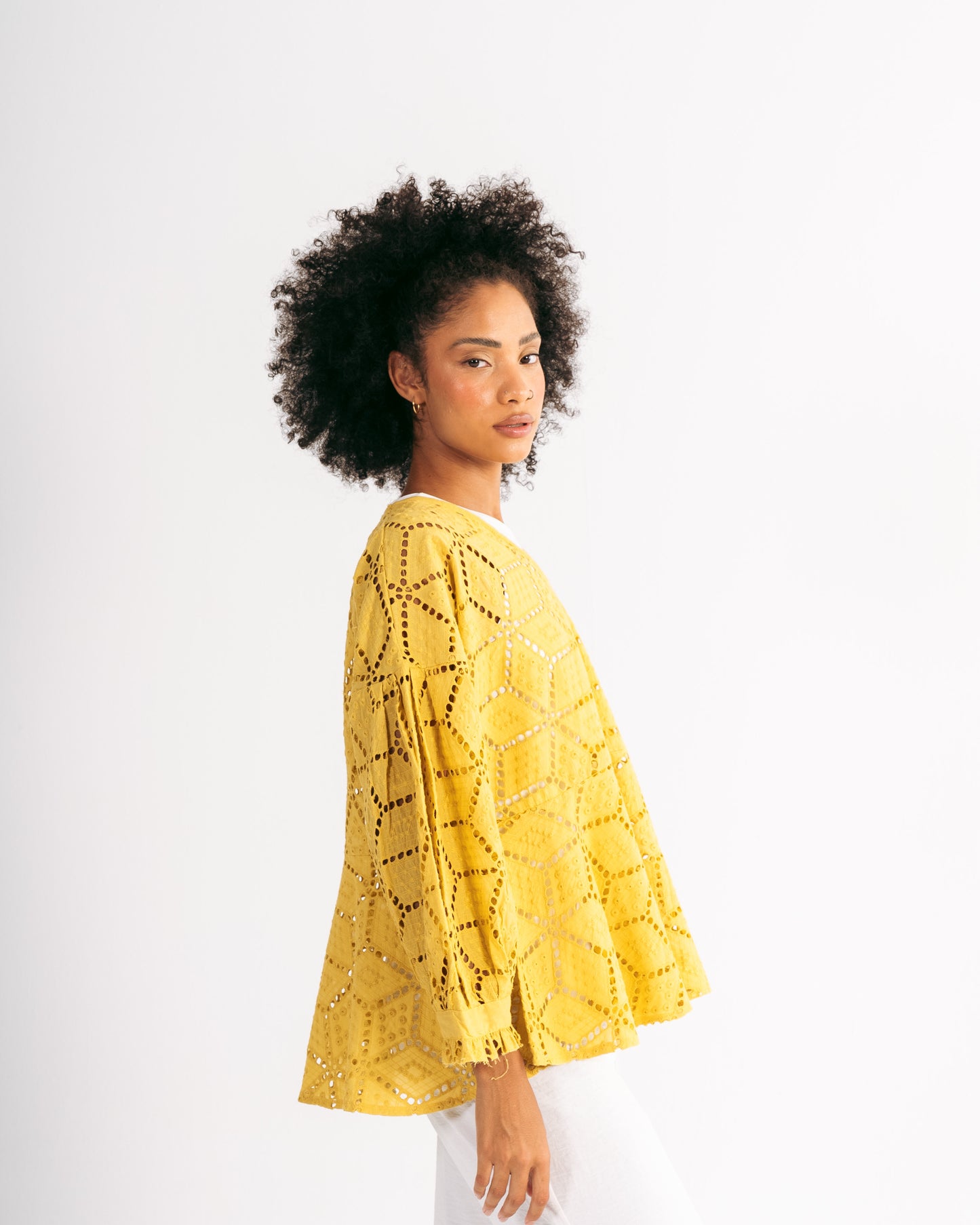 Embroidered Blouse in Mustard