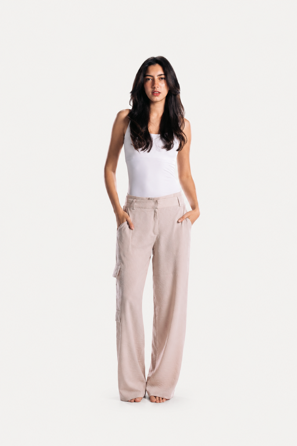 Double Waisted Pants in Beige