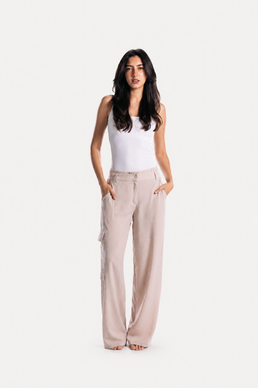 Double Waisted Pants in Beige