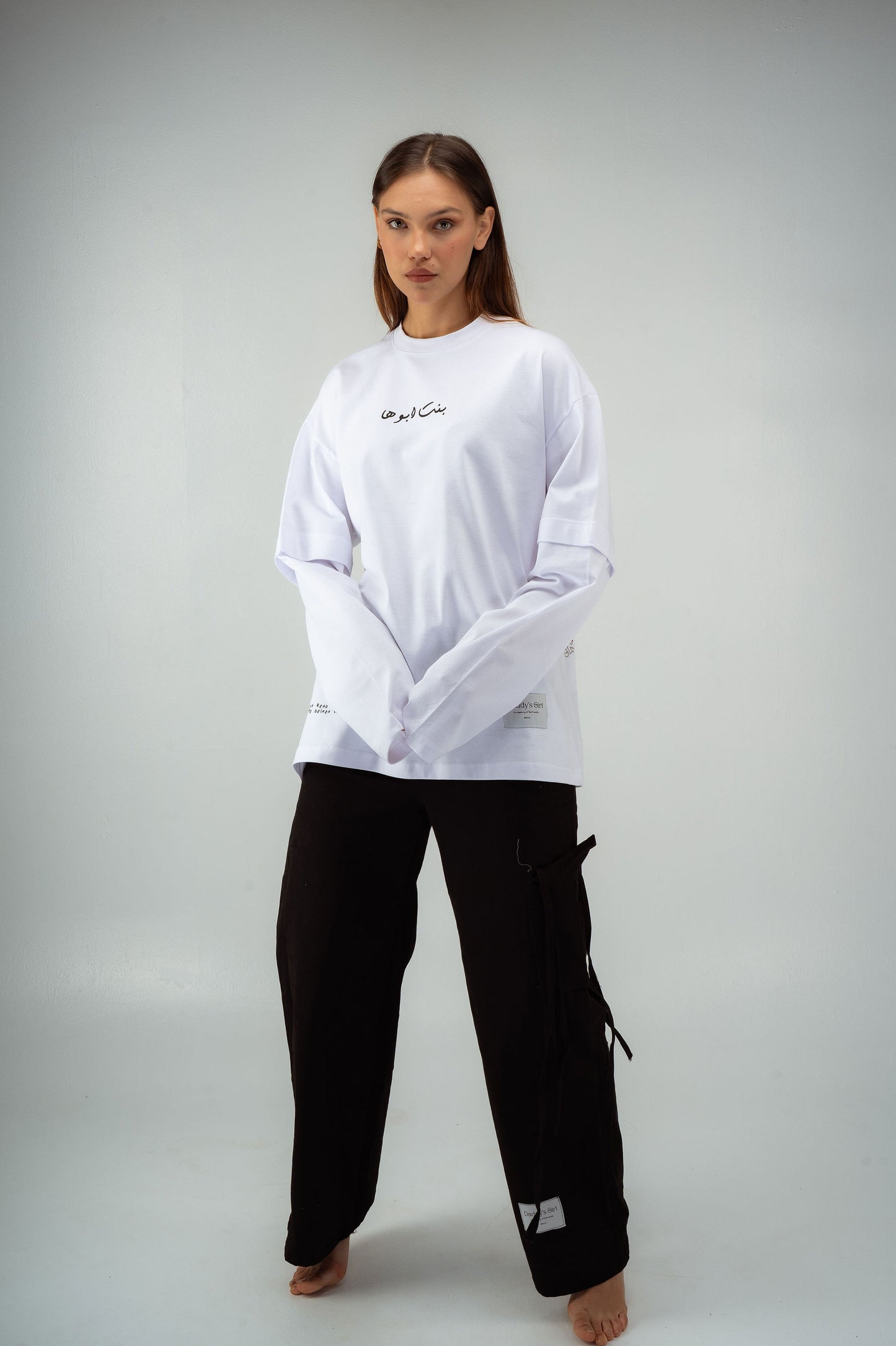 “Bent Abouha” Long-Sleeve T-shirt in White