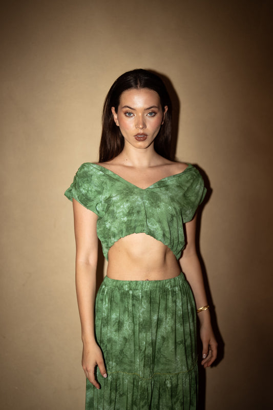 Green Open-back Crop Top