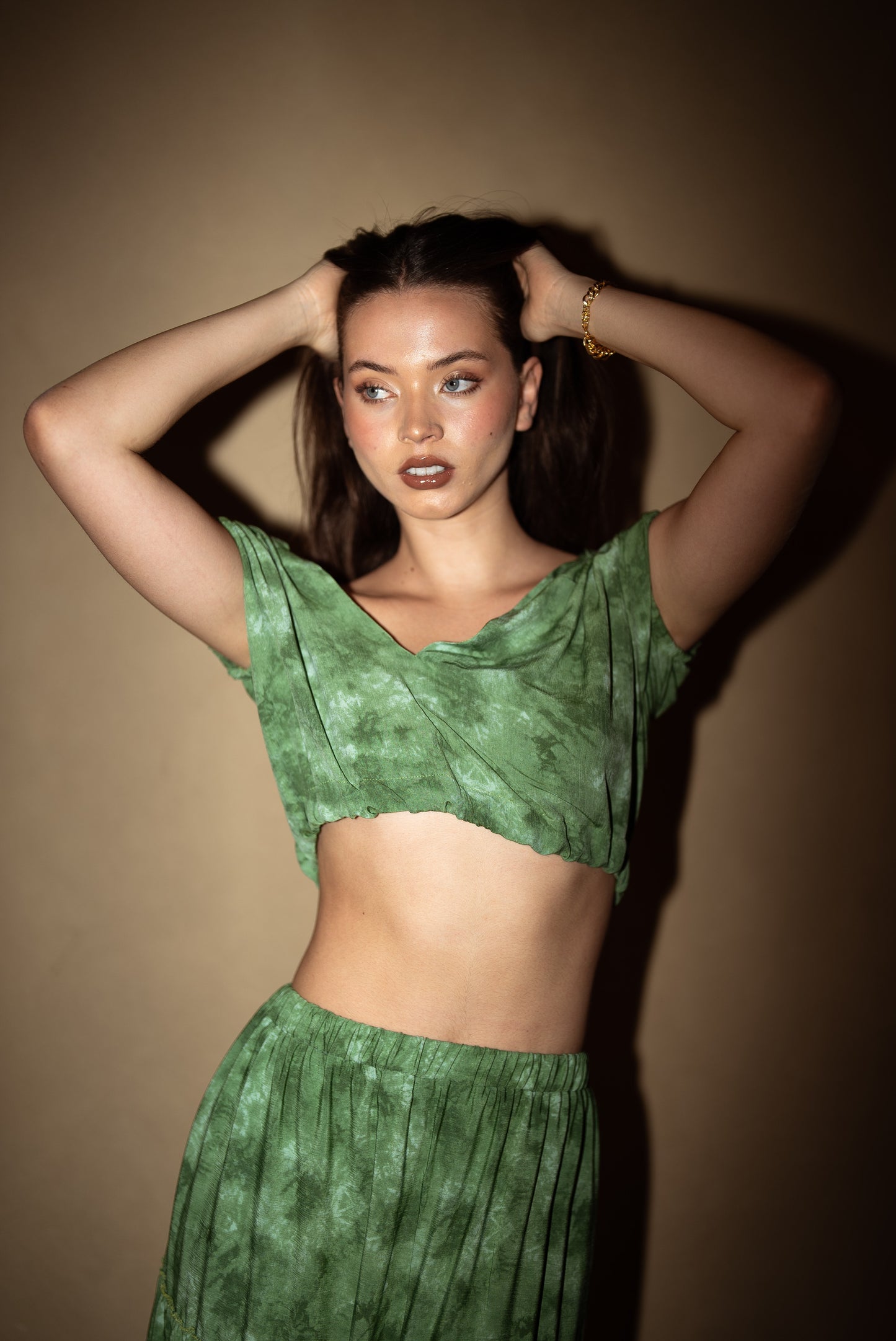 Green Open-back Crop Top