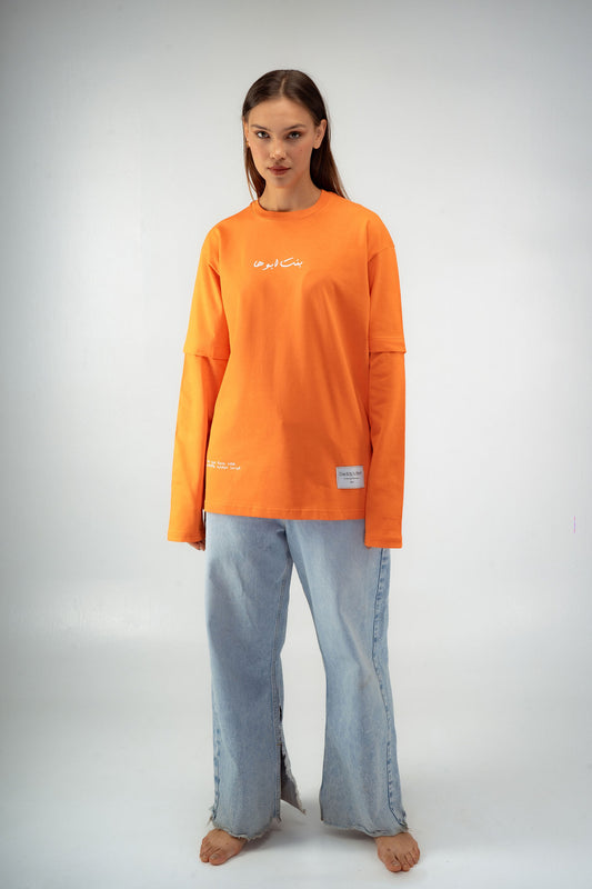 “Bent Abouha” Long-Sleeve T-shirt in Orange