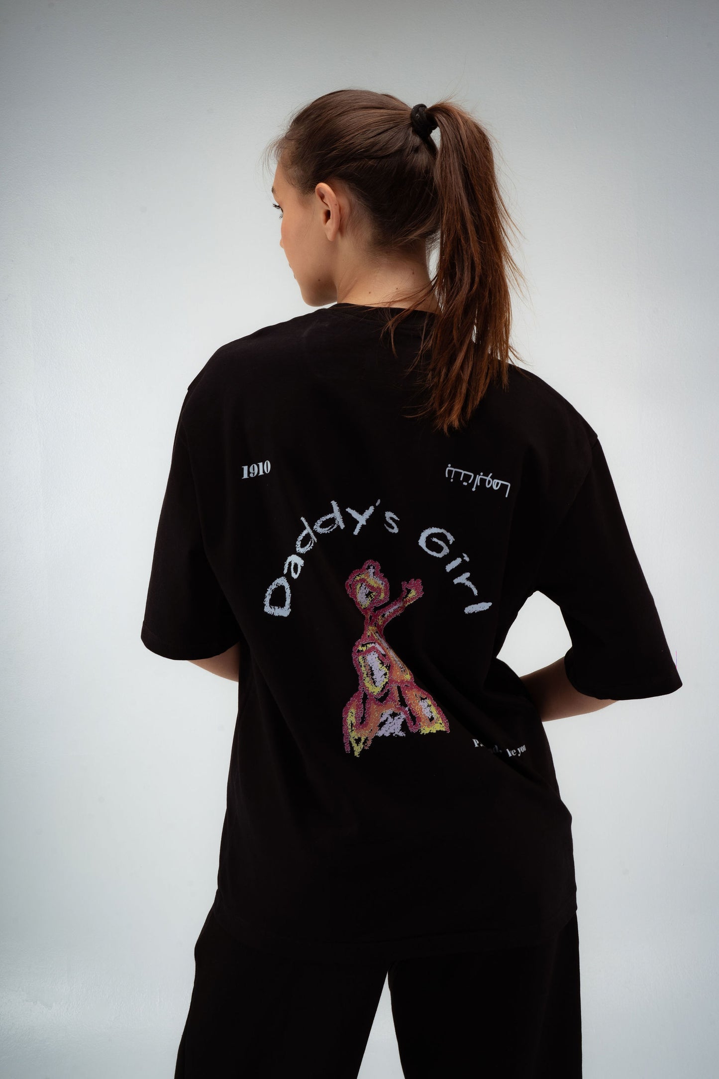 “Daddy’s Girl Back” T-shirt in Black