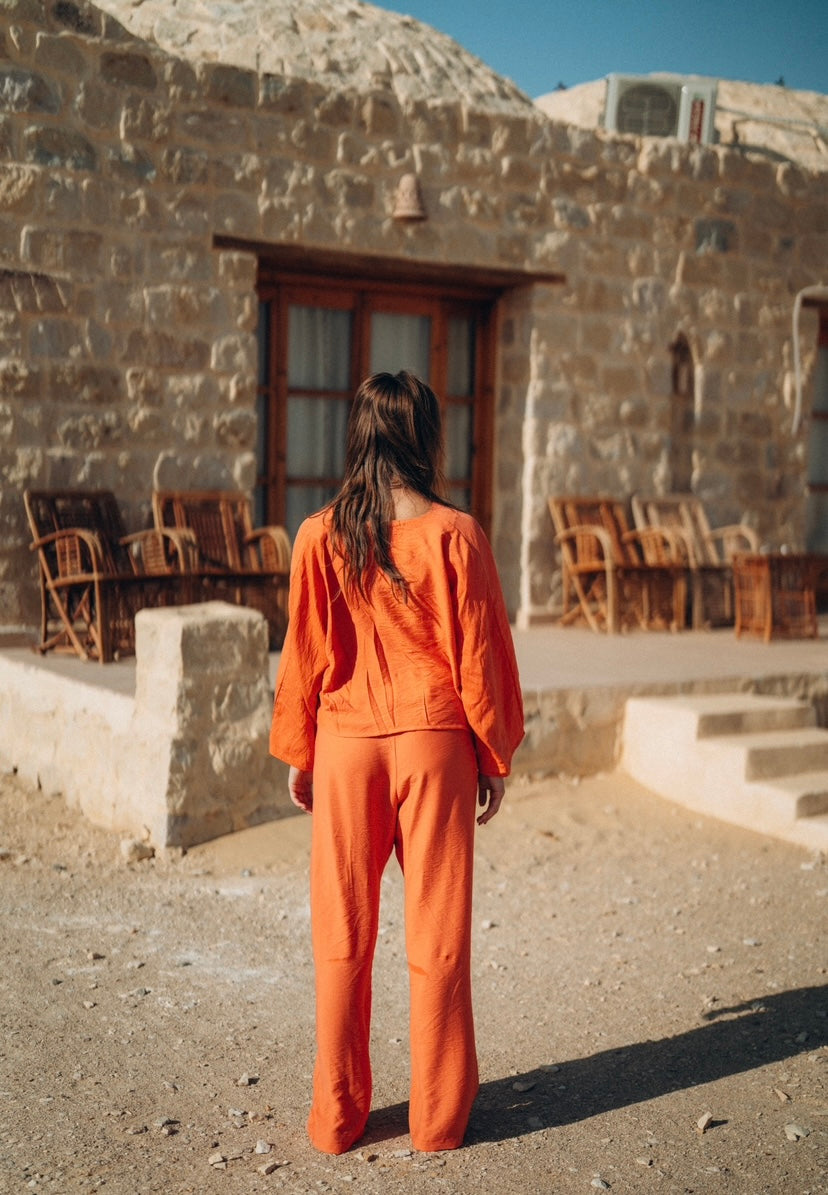 Orange Top buttoned up